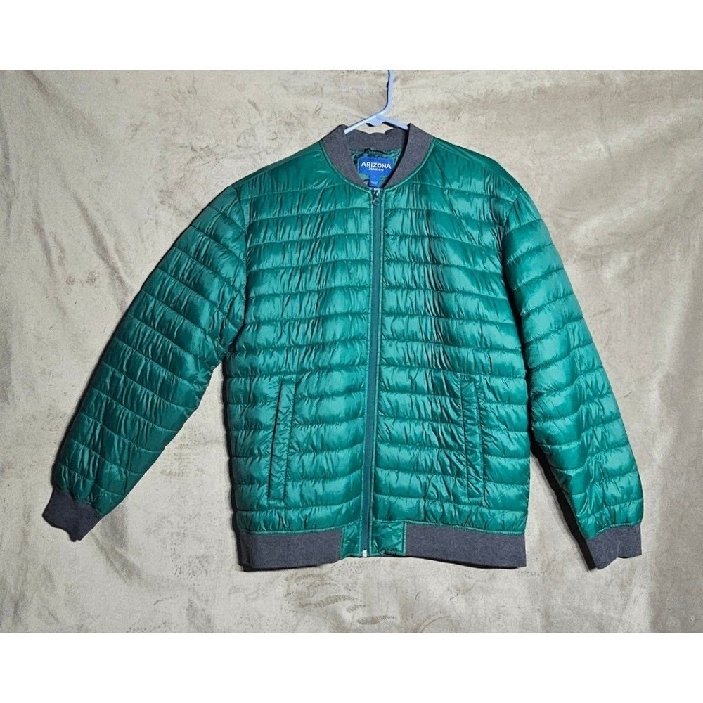 Arizona Jean Co Mens Puffer Jacket Forest Biome Green Quilted Bomber Large NEW